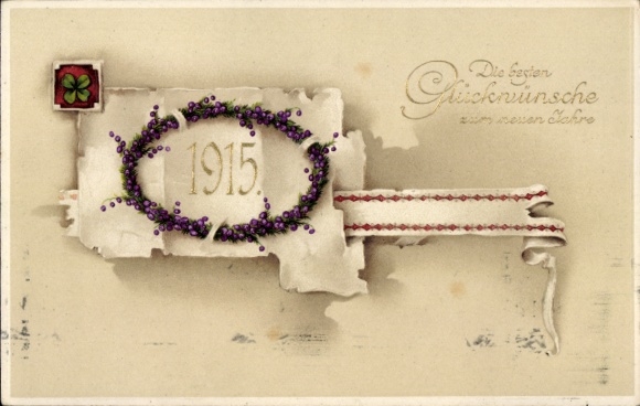 Ak Glückwunsch Neujahr 1915, Blumen