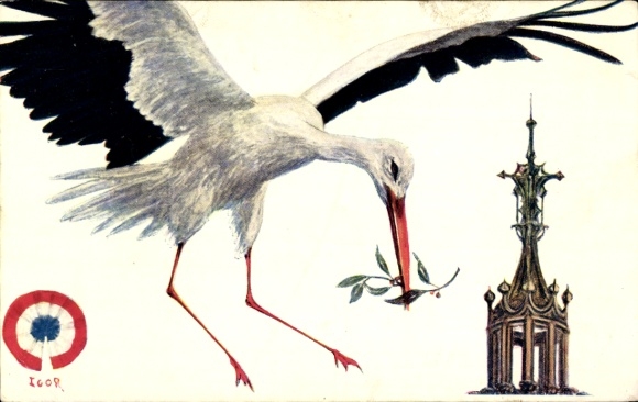 Künstler Ak Igor, Cigogne d'Alsace, Storch