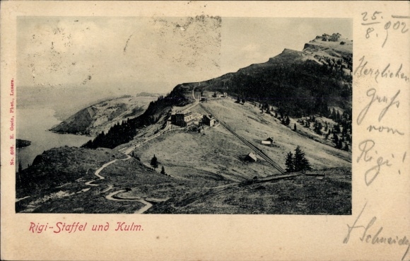 Ak Rigi Kulm Kanton Schwyz, Berglandschaft, Rigi-Staffel, Kulm, Schwarz-Weiß