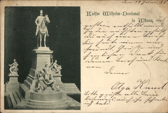 Ak Hamburg Altona, Kaiser Wilhelm Denkmal