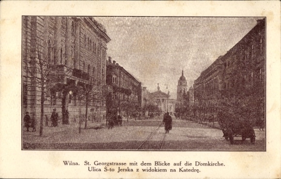 Ak Vilnius Wilna Litauen,  St. Georgstrasse, Blick auf die Domkirche,  