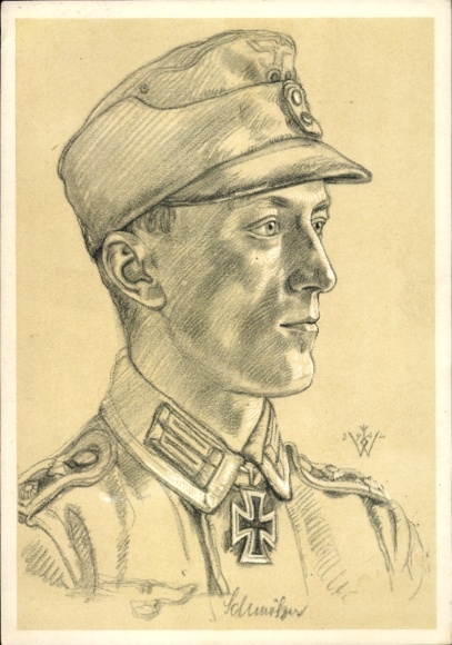 Künstler Ak Willrich, Wolfgang, Ritterkreuzträger Oberwachmeister Schmölzer, Portrait, VDA E 71