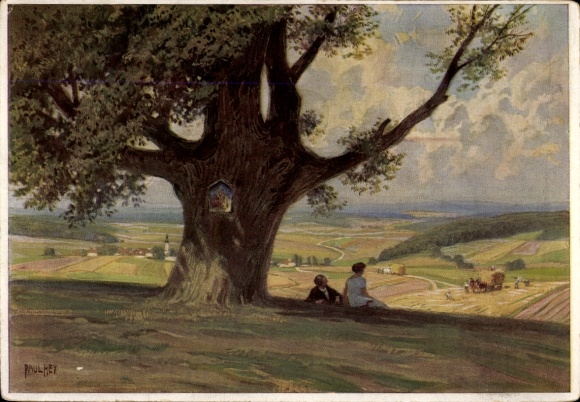 Künstler Ak Hey, Paul, Sommerzeit, Blick ins Land