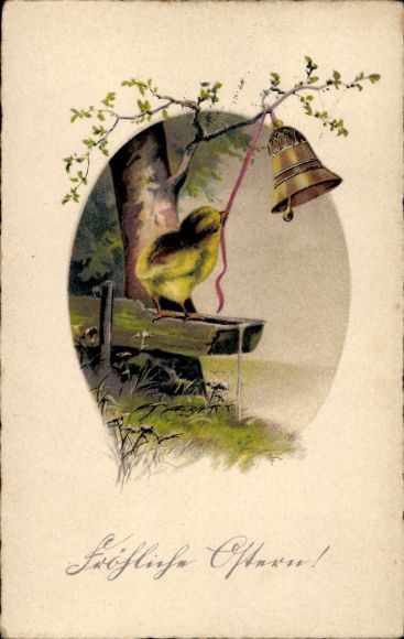 Ak Glückwunsch Ostern, Küken, Glocke