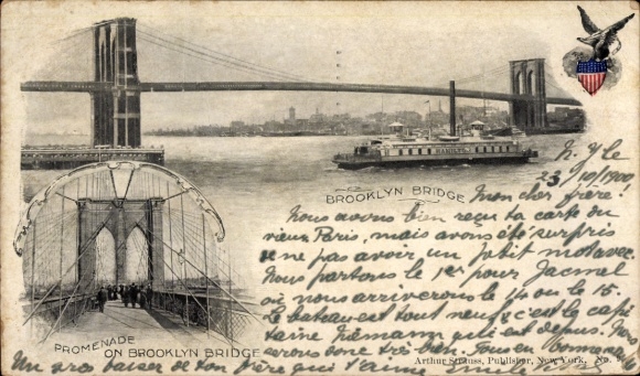 Ak Brooklyn New York City USA,  Promenade, Dampfer, 1900