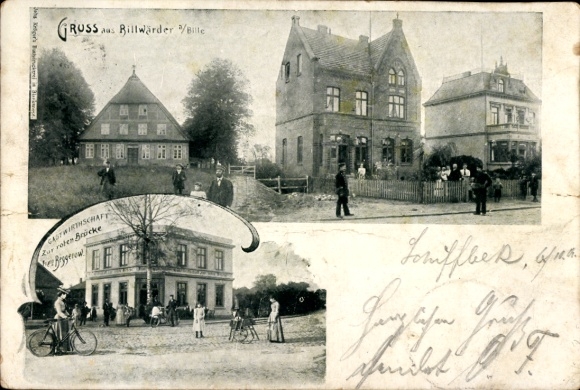 Ak Hamburg Bergedorf Billwerder Billwärder, Gastwirtschaft, Häuser