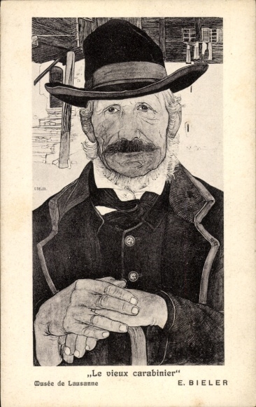 Künstler Ak Bieler, E., Le vieux carabinier