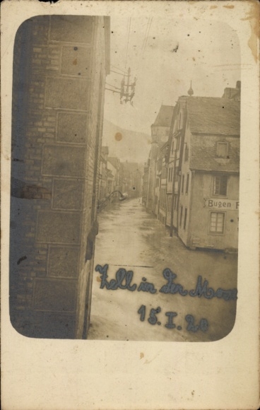 Foto Ak Zell an der Mosel, Überschwemmung 15. Januar 1920