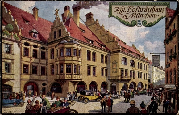 Künstler Ak München, Königliches Hofbräuhaus