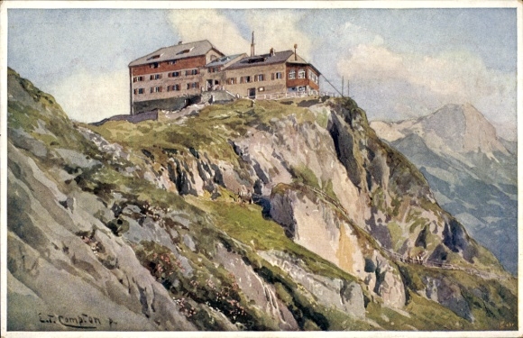 Künstler Ak Compton, Edward Theodore, Ramsau bei Berchtesgaden, Watzmannhaus, Blick von unten