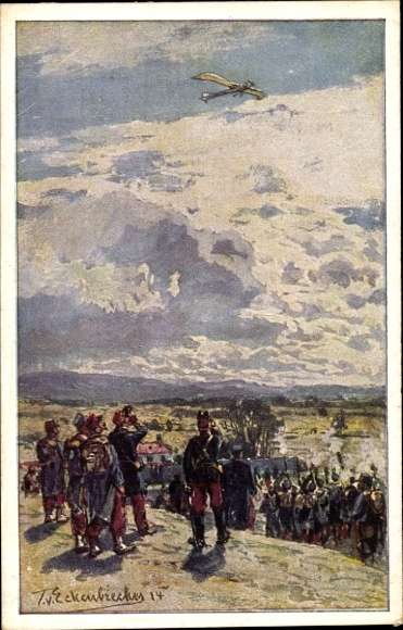 Künstler Ak Eckenbrecher, T. von, Beschießung einer deutschen Taube, Luftflotten Verein