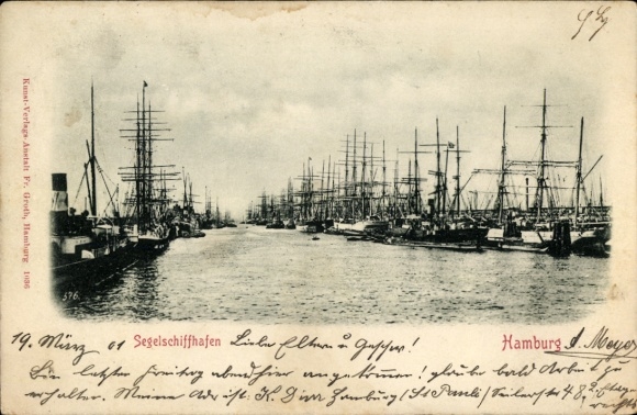 Ak Hamburg Mitte Altstadt, Segelschiffhafen
