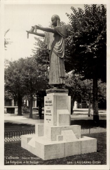 Ak Ouchy Lausanne Kanton Waadt, Denkmal Ernest Wymanns