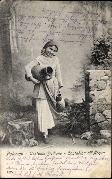 Ak Palermo Sizilien Sicilia Italien, Wasserträgerin