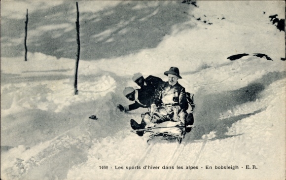 Ak Les sports d'hiver dans les alpes, en bobsleigh