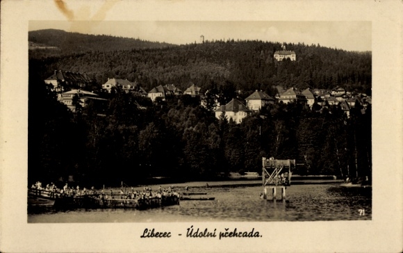 Ak Liberec Reichenberg in Böhmen, Talsperre, Panorama, Ort