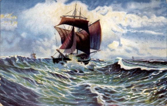 Künstler Ak Segelschiff auf dem Meer