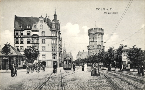 Ak Köln am Rhein, Stadtleben, Bayenturm, Straßenbahn