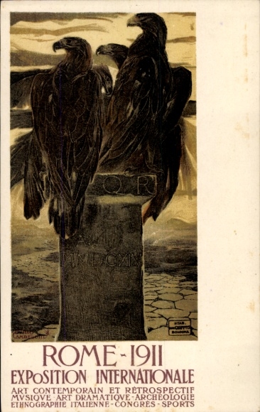 Künstler Ak Roma Rom Lazio, Exposition Internationale 1911, Kunstausstellung, Adler