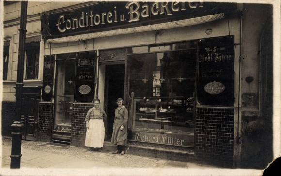 Foto Ak Berlin Prenzlauer Berg, Conditorei und Bäckerei Richard Müller, Pappelallee 54