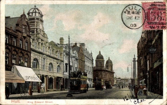 Ak Hull Massachusetts USA, King Edward Street, Straßenbahn
