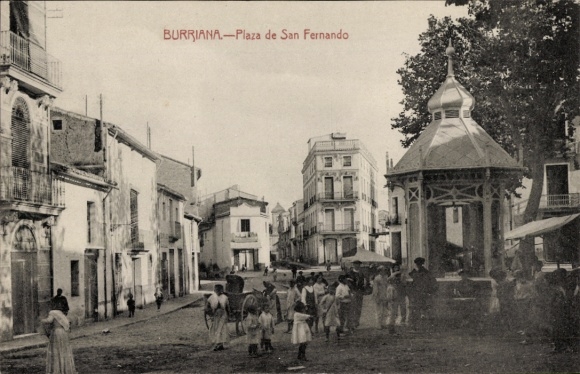 Ak Burriana Valencia Spanien, Plaza de San Fernando