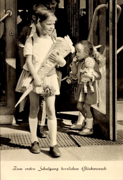 Ak Glückwunsch Schulanfang, Kinder, Zuckertüte