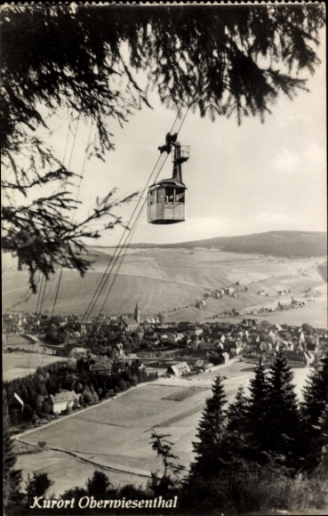 Ak Oberwiesenthal im Erzgebirge, Blick auf die Seilbahn