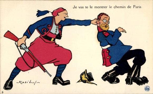 Künstler Ak Je vas te le montrer le chemin de Paris, Poilus, Boche