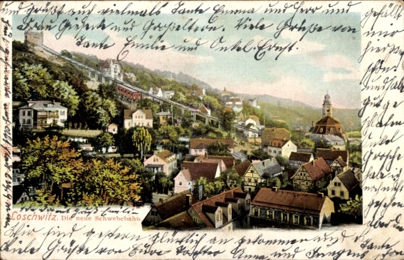 Ak Dresden Loschwitz, Teilansicht, Schwebebahn