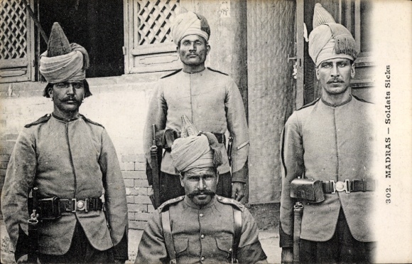 Ak Indes Anglaises, Soldat Sicks, Indische Soldaten, Uniformen, Turbane