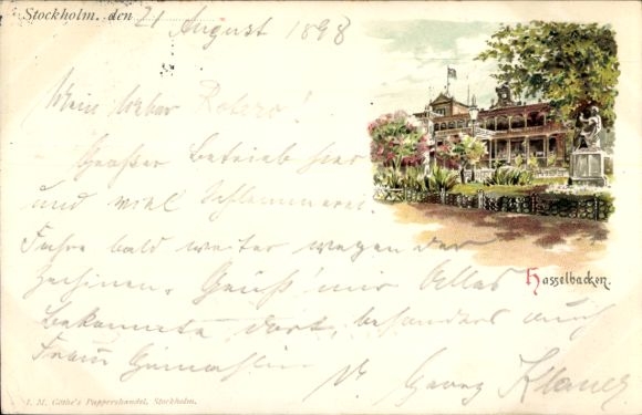 Litho Stockholm Schweden, Hotel Hasselbacken