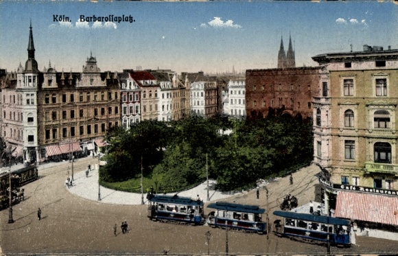 Ak Köln am Rhein, Barbarossaplatz, Straßenbahn