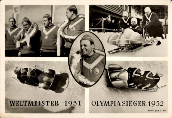 Ak Bobfahrer Andreas Ostler, Weltmeister 1951, Olympiasieger 1952, Autogramm