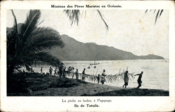 Ak Ile de Tutuila Samoa, Mission des Peres maristes en Oceanie, La peche au lauloa a Pagopago