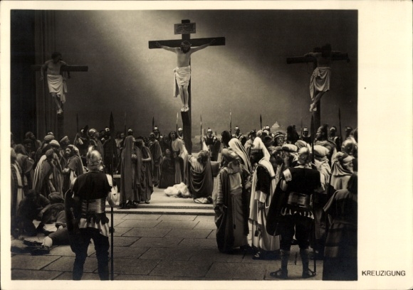 Ak Oberammergau in Oberbayern, Passionsspiele 1934, Theaterszene, Kreuzigung
