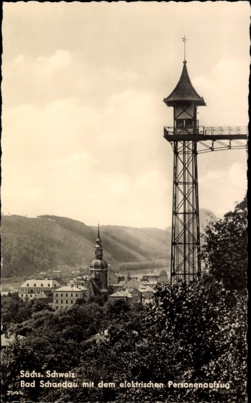 Ak Bad Schandau Sächsische Schweiz, Ort mit dem elektrischen Personenaufzug