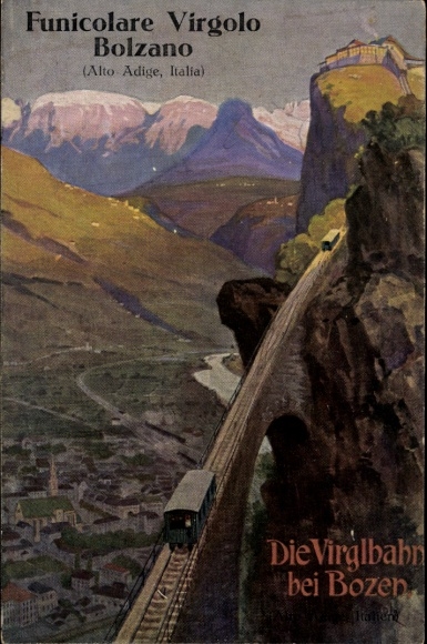 Ak Bozen Bolzano Südtirol, Virglbahn, Funicolare Virgolo