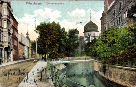Judaika Ak Pforzheim im Schwarzwald, Zerrenerstraße, Synagoge