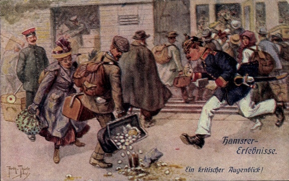 Künstler Ak Thiele, Arthur, Hamstererlebnisse, Ein kritischer Augenblick, Eier, Serie 176/2