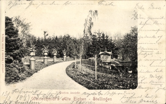 Ak Hamburg Eimsbüttel Stellingen, Weinschmidts Alte Eichen, Garten Ansicht