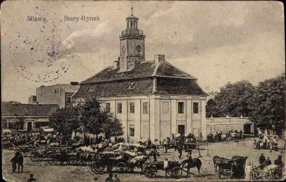 Ak Mława Mlawa Mielau Polen, Stary Rynek, Fuhrwerke, 1. WK