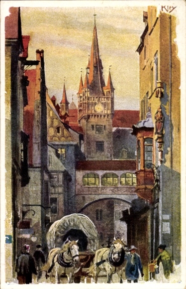 Künstler Ak Kley, Heinrich, Nürnberg in Mittelfranken, Rathausgasse