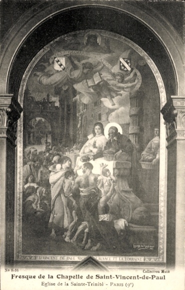 Ak Paris III, Freske von Saint-Vincent-de-Paul, Eglise de la Sainte-Trinité, Paris