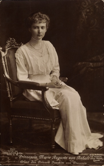 Ak Prinzessin Marie Auguste von Anhalt, Braut von Prinz Joachim von Preußen, Liersch 7511