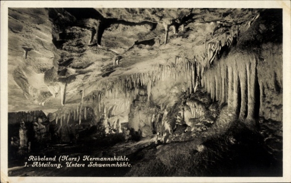 Ak Rübeland Oberharz am Brocken, Hermannshöhle, 1. Abteilung, Untere Schwemmhöhle