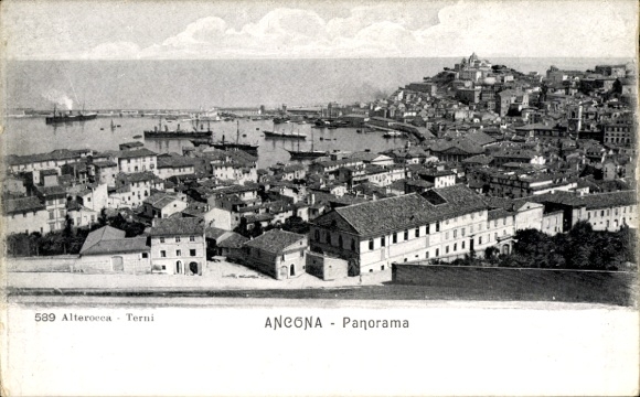 Ak Ancona Marche, Panorama von  Hafenansicht, Schiffe, Stadtansicht