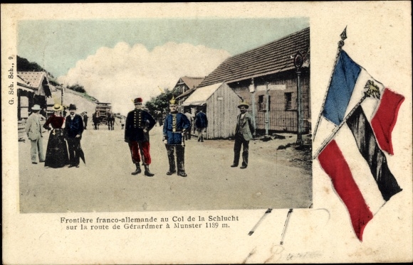 Ak Col de la Schlucht Vosges, Frontiere Franco Allemande, Col de la Schlucht
