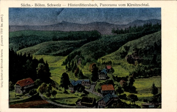 Ak Zadní Jetřichovice Hinterdittersbach Jetřichovice Dittersbach Reg Aussig, Panorama, Kirnitzschtal