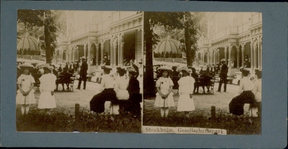 Stereo Foto Stockholm Schweden, Gesellschaftspark, Besucher